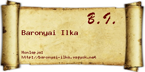 Baronyai Ilka névjegykártya